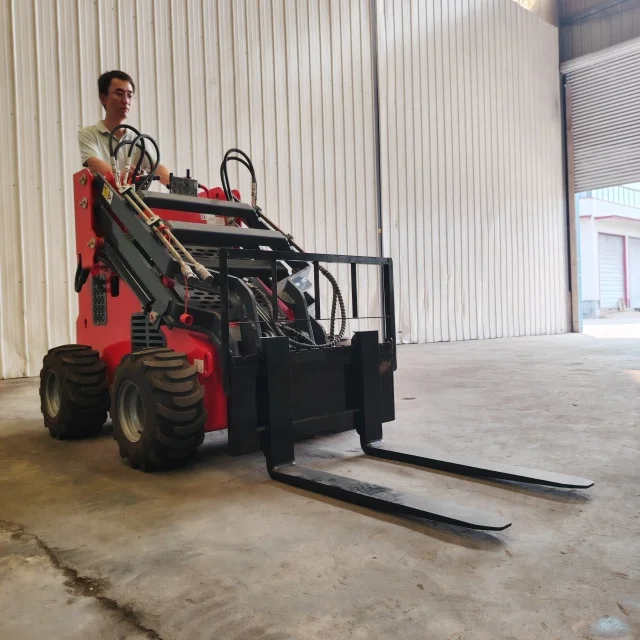 China Manufacturer Mini Skid Steer Loader wheel Agricultural farm Small Track Loader with Fork attachment