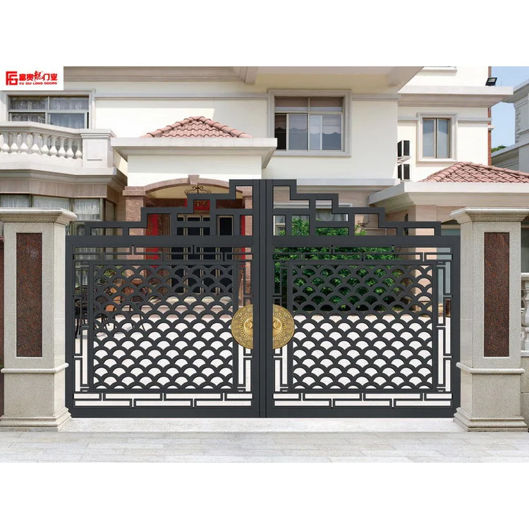 Luxury villa electric gate Easily assembled aluminum hous main gate design home wholesale hot sale door aluminum art gates