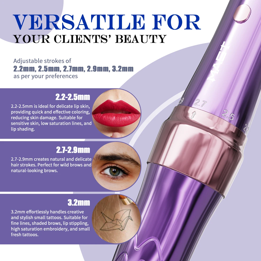 Mast P60 Adjustable Stroke 2.2-3.2mm Tattoo Machine Pen Semi Permanent Makeup Machine Wireless