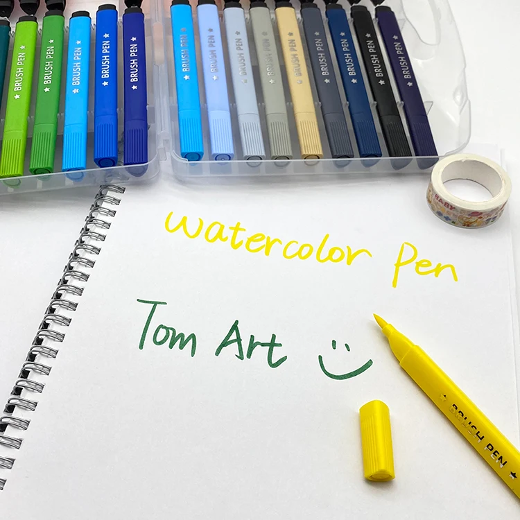 factory highquality  low MOQ cheap felt tip water color brush pens 2mm watercolor brush marker pen for artist kids drawing