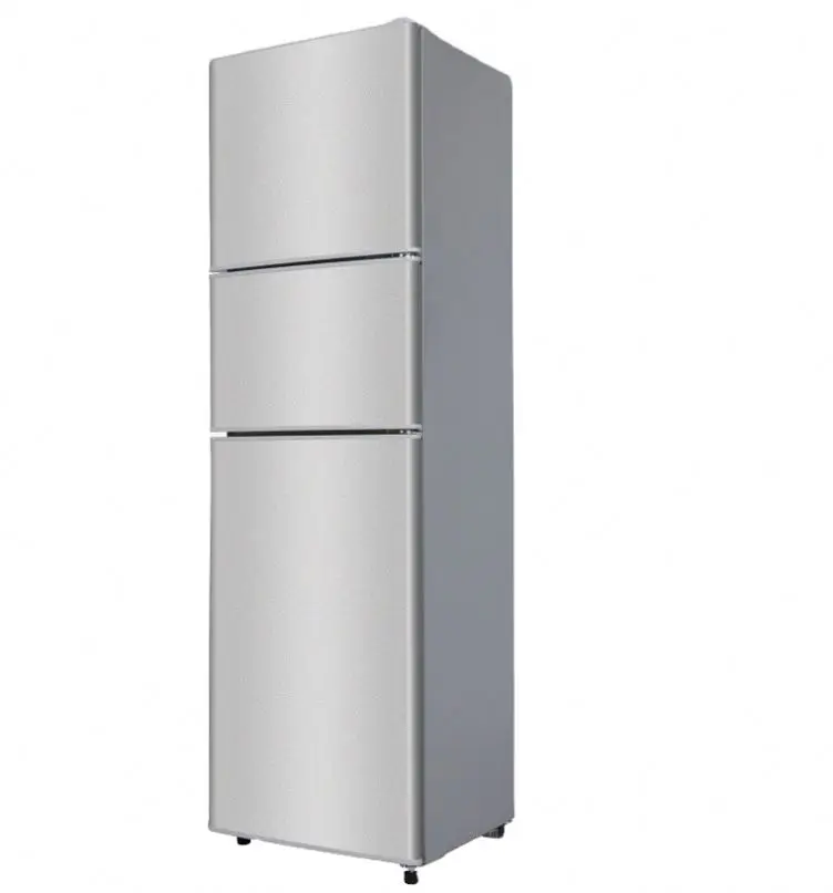 206L Large Capacity Vertical Electric  VCM stainless steel Three 3 Doors combined  Fridge  for Home or Hotel
