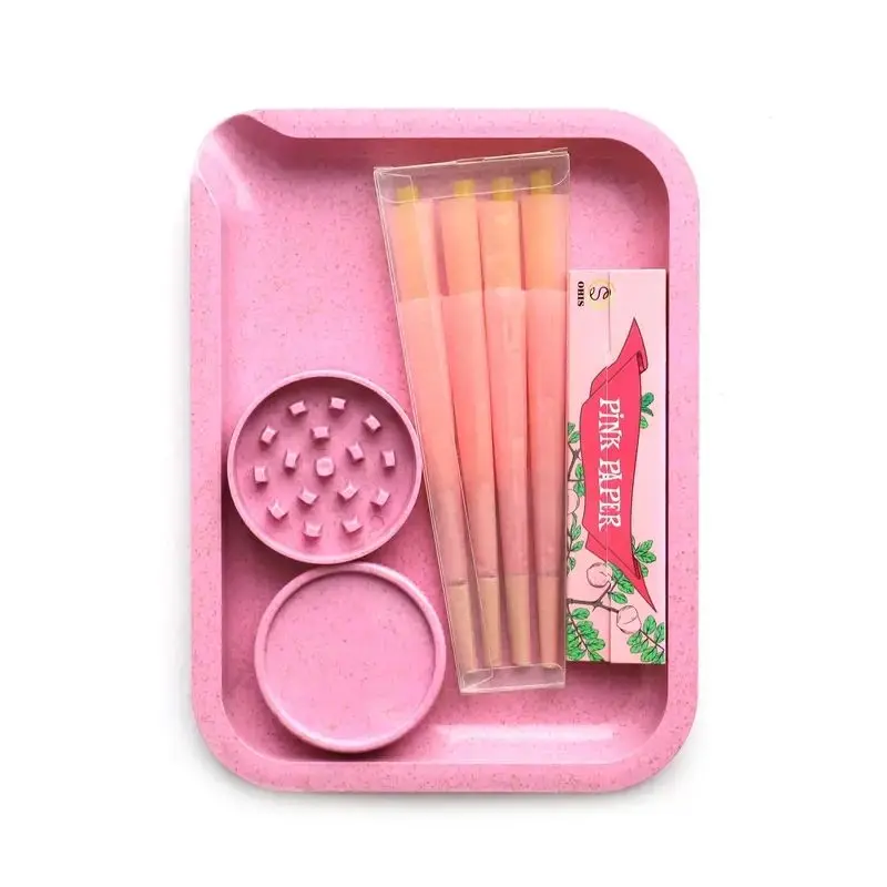 2024 New Cigarette Paper Cigarette Grinder Rolling Tray Biodegradable 4-In-1 Biodegradable Smoking Kit