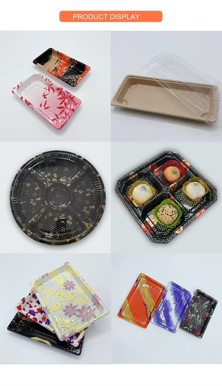 Food Packaging Boxes Sushi Tray with Transparent Round Cover Ecofriendly Plastic Package Food Grade OEM ODM Available Sushi Tray