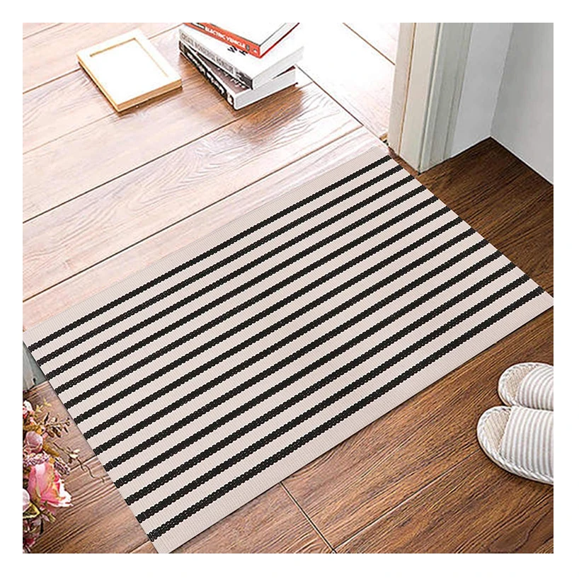 wholesale Black Striped Rugs Doormat Small kitchen Bedroom Bathroom living room large Porch Carpet Entryway Door Mat