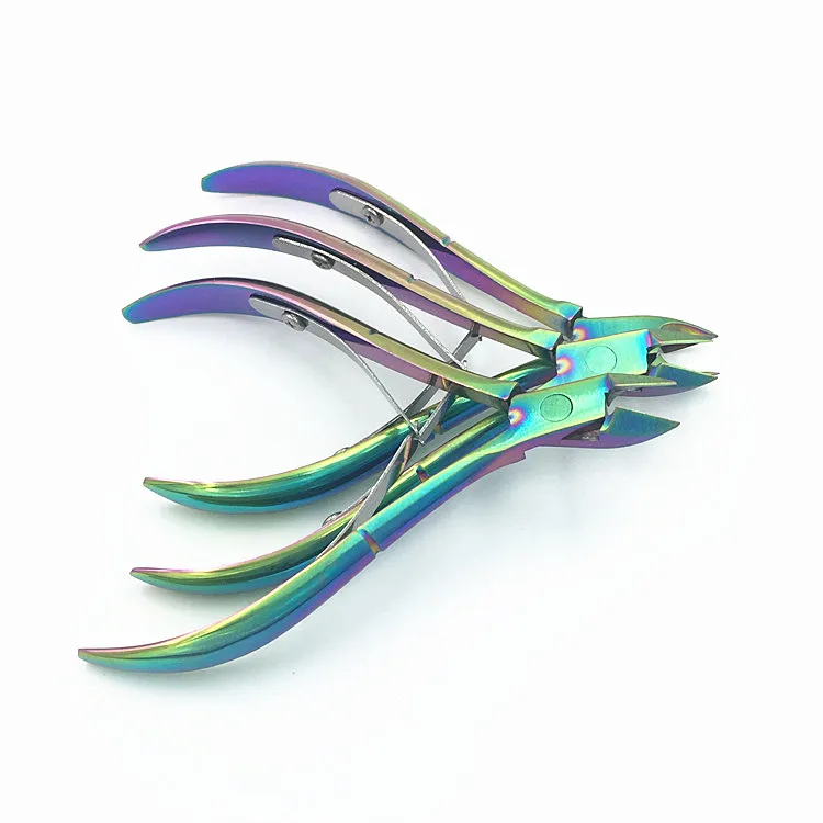 Rose Gold Nail Cuticle pliers Trimmer Gold Manicure Cuticle Nippers with double spring