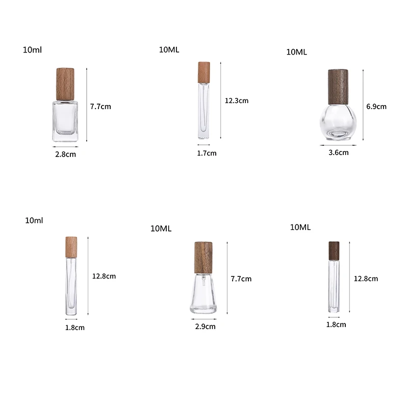 8ml 10ml  Luxury Cylinder Parfum Botol Perfume Bottle Empty Fragrance Spray Bottle with fine mist spray wood cap bamboo caps