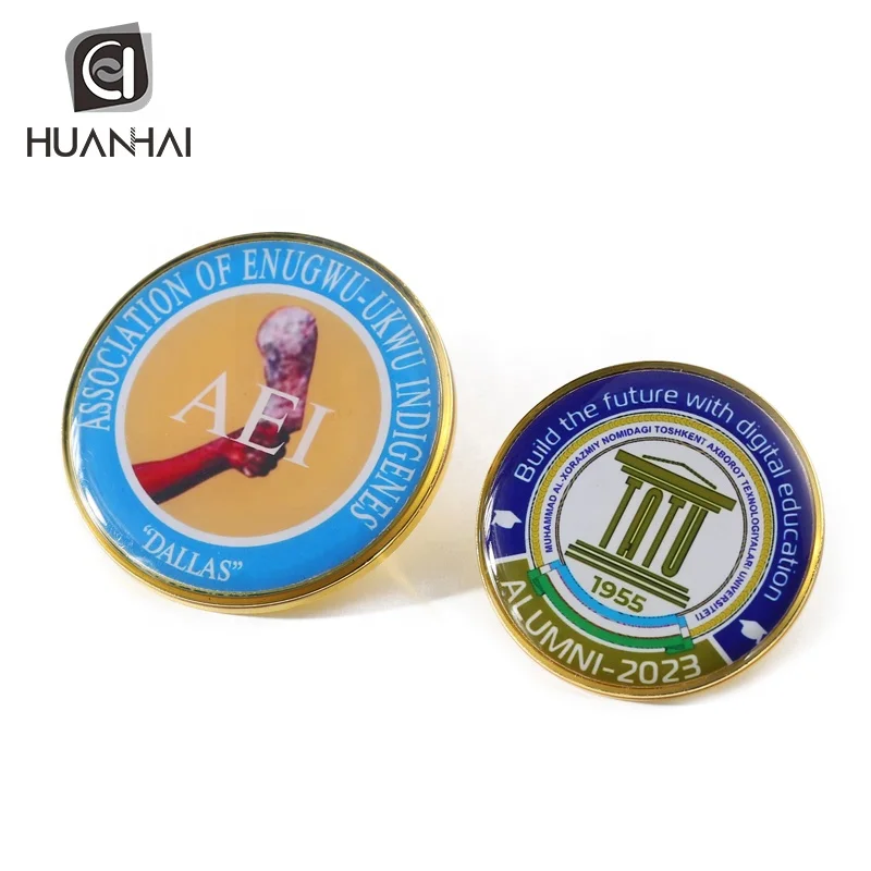 custom gold metal 30mm logo blank sublimation lapel pin with epoxy