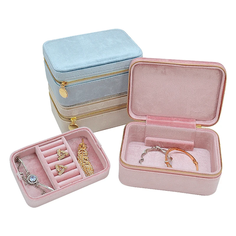 Hot Sale Leather Storage Tray Display Case With Lipstick Necklace Travel Jewelry Velvet Box