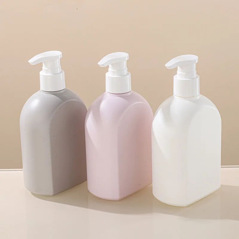 Spot PE lotion bottle 300ml flat square white bottle white pump