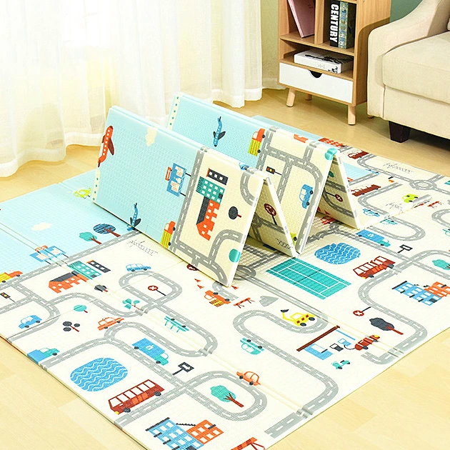 
Eco Friendly Non-Toxic Large Soft Waterproof Folding Baby Crawl Play Mat Double Side Colorful Cartoon Foldable Baby Play Mat 