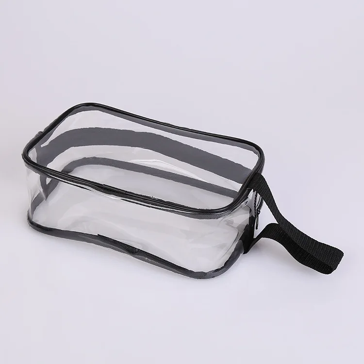
carrying makeup toiletry storage clear pvc cosmetic bag with handle 