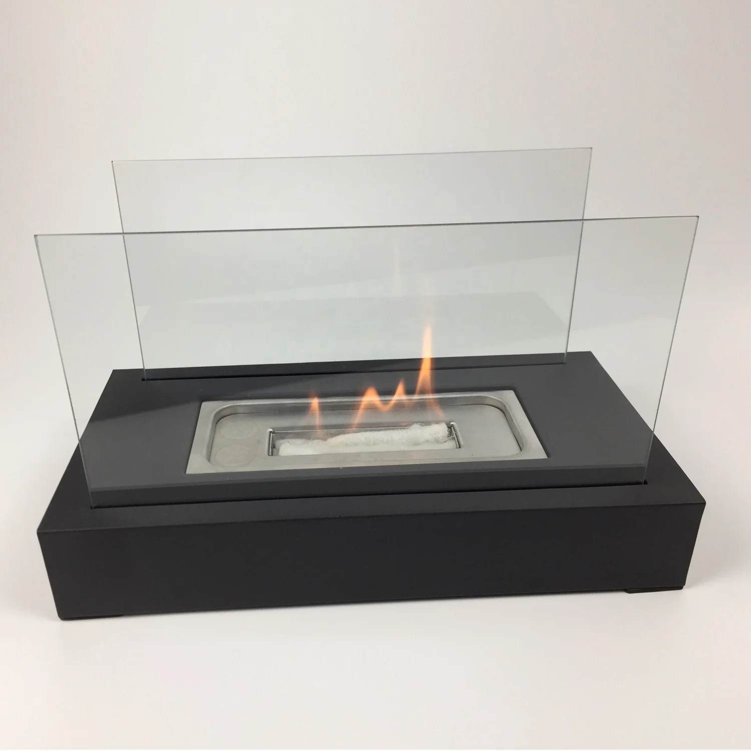 
free standing metal box and crushed glass bio ethanol fireplaces 