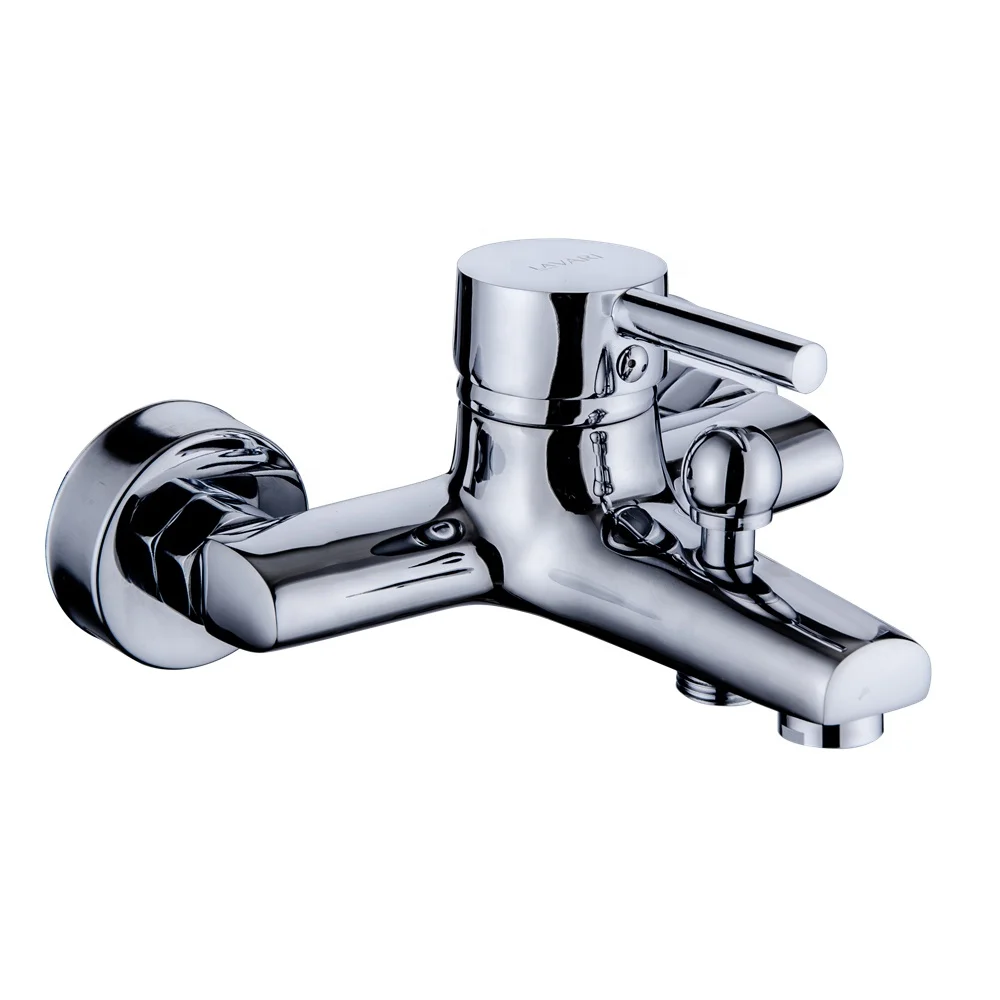 Brass chromed mixers hot and cold single handle wall mounted shower mixer tap bathtub faucet