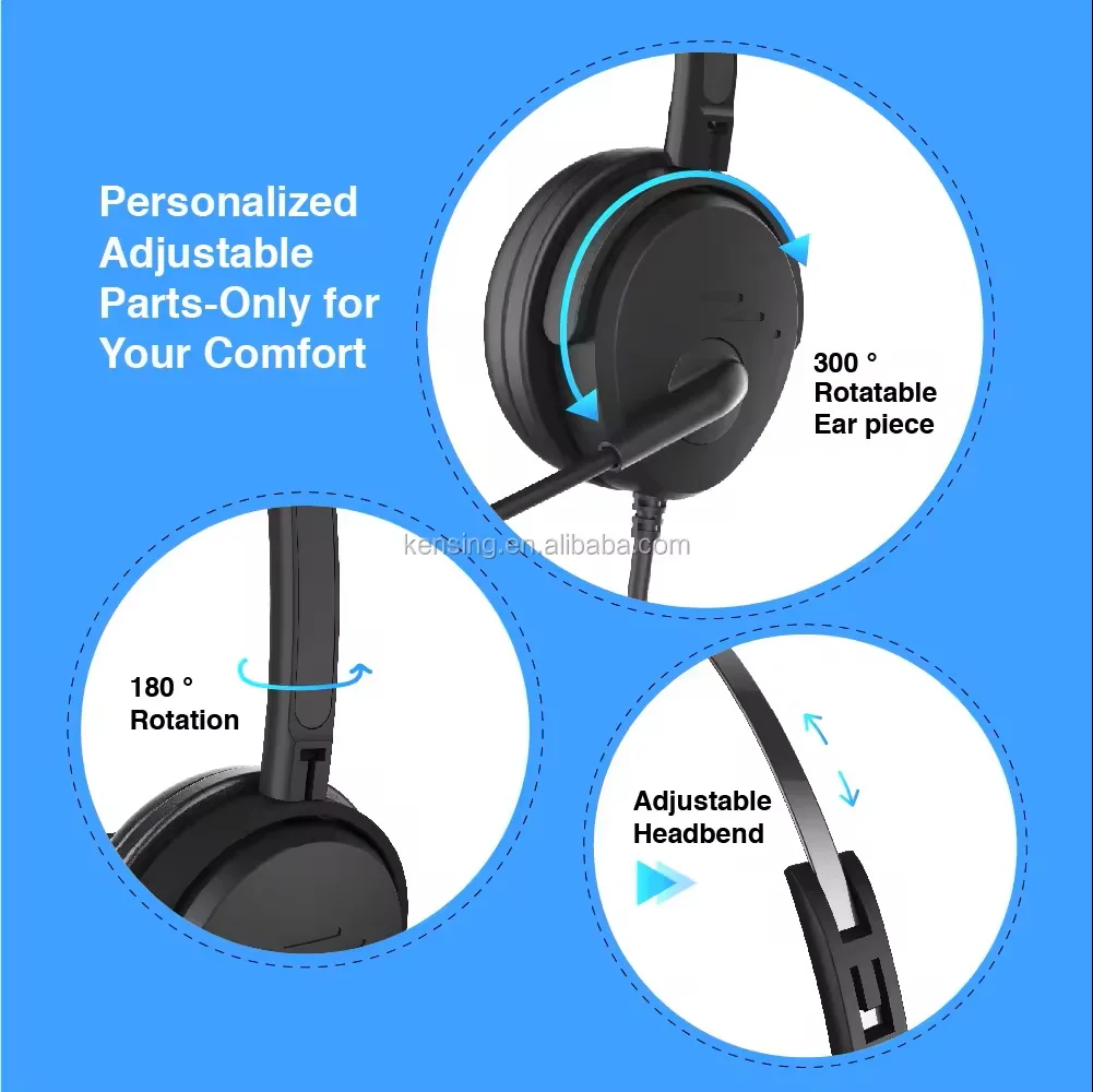 MHP-340 QD RJ QD Converter Wired noise cancelling call center headst telephone headphone with microphone For landline telephone