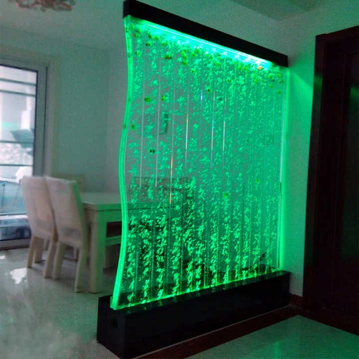 Custom Acrylic Bubble Wall Changeable Colorful Lights Air Bubble Screen Clear Acrylic Water Curtain Fountain