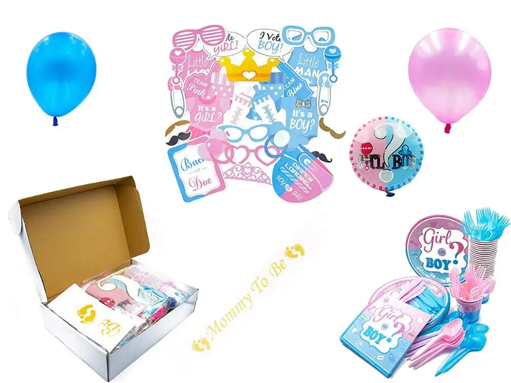 Partycool, это мальчик, это девочка, мальчик или девочка, конфетти, воздушные шарики, тарелки, чашки, пол, Репродукция для детского праздника, набор принадлежностей для вечеринки