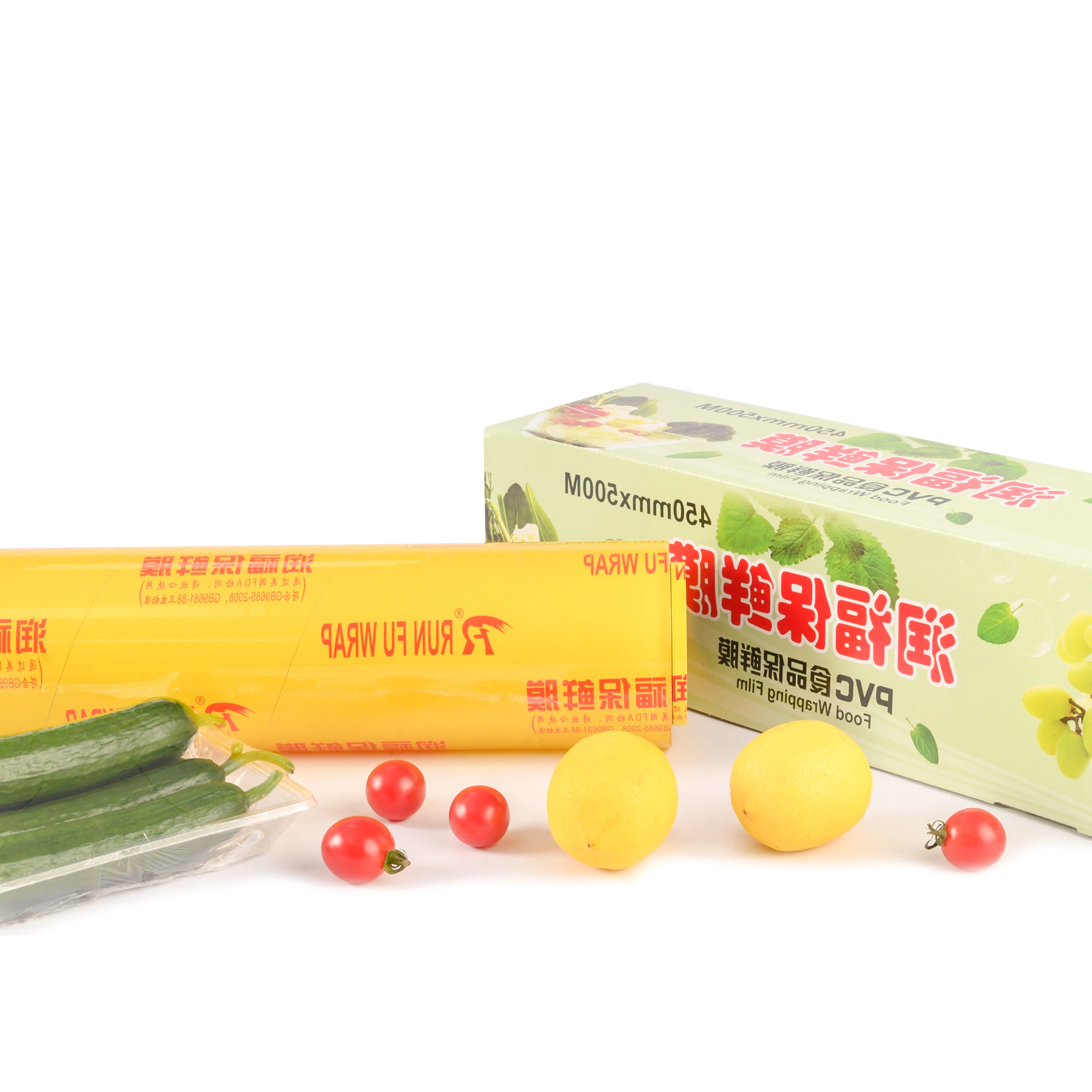 RUNFU Factory Supply 10 mic Jumbo Roll PVC Food Cling Film for Fruit Shop Supermarket