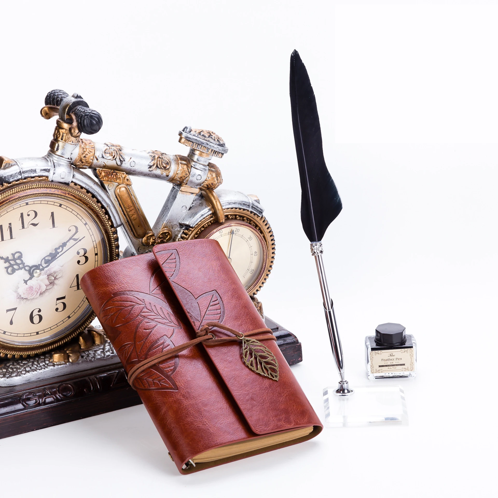 Креативный индивидуальный деловой подарочный набор ретро кожаный блокнот с перьевой ручкой и чернилами окончание учебного сезона канцелярские принадлежности