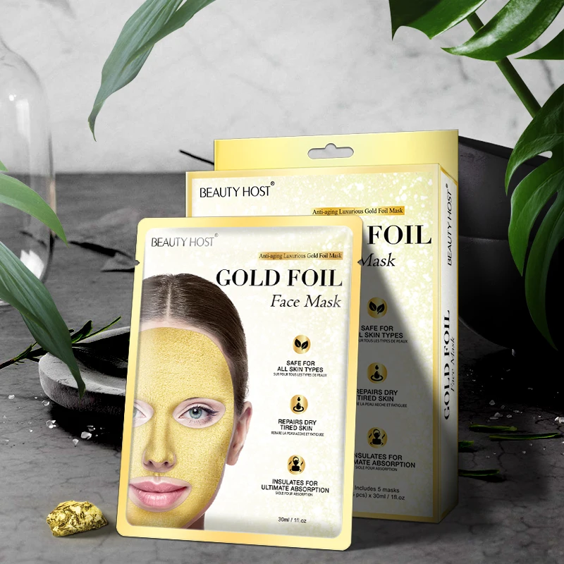 Private Label Hot Selling Collagen Gold Foil Face Mask 24K Repair Anti Freckle Sheet Facial