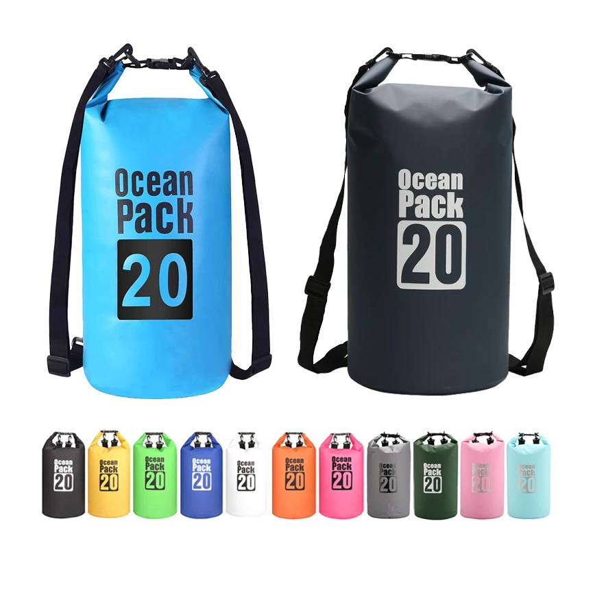 Customized 20L PVC Dry Bag Portable Foldable Wet Waterproof Backpack Outdoor Sports Hiking Trekking Beach Fishing Dry Bag
