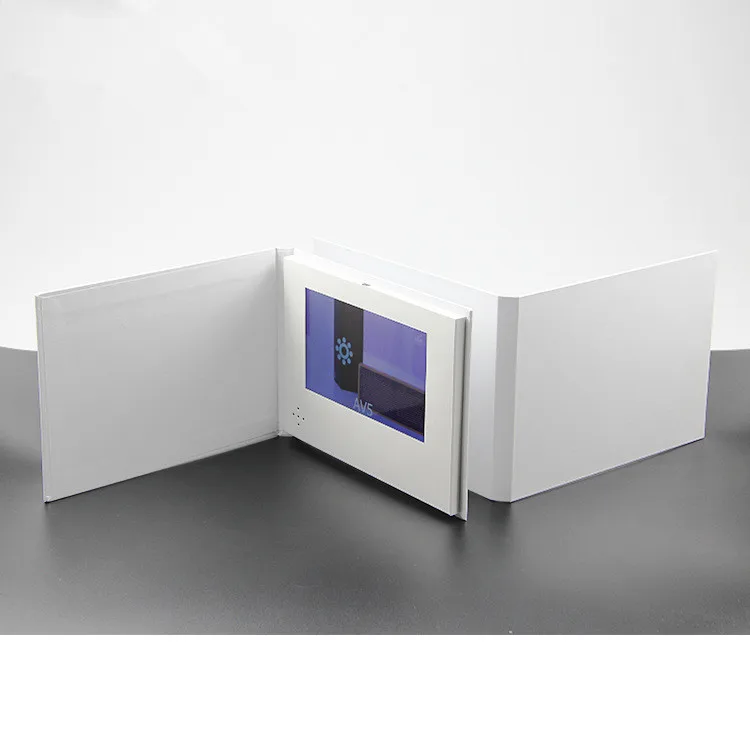 7 inch TFT LCD screen video play advertising or promotion gift greeting card blank white video play paper brochure with buttons