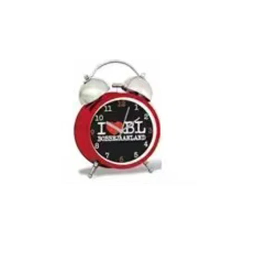 10.5*14.6*6.2cm Multifunctional ancient home round table clocks red metal frame desk alarm clock for bedroom
