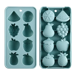 Cute Silicone Fruit Ice Cube Maker Tray Mold Dessert Baking Tools 8 Hole Chocolate Cake Jelly Molds DIY Ice Hockey Soap Mould