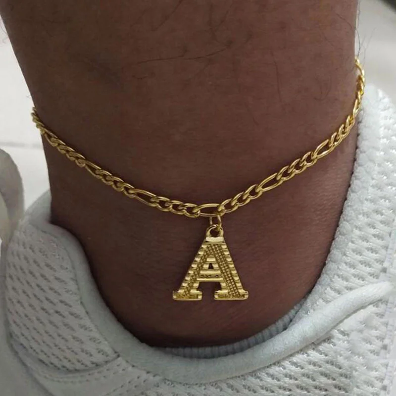 Fashion Anklets Custom Stainless Steel Beach Cuban Link Bracelet Anklet Gold Plated Initial Butterfly Anklet With Initials