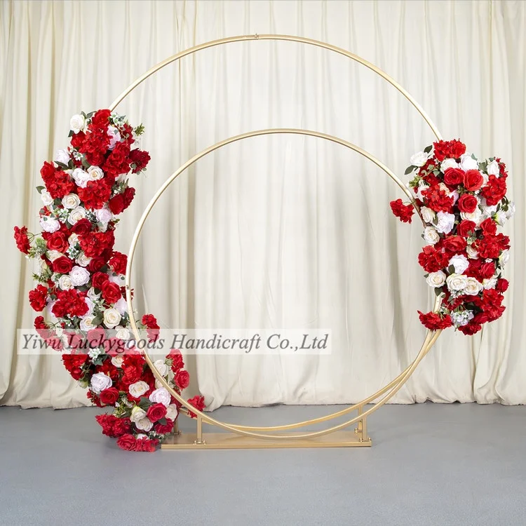 LFB1300 artificial rose and hydrangeas round arch backdrop for wedding decorations