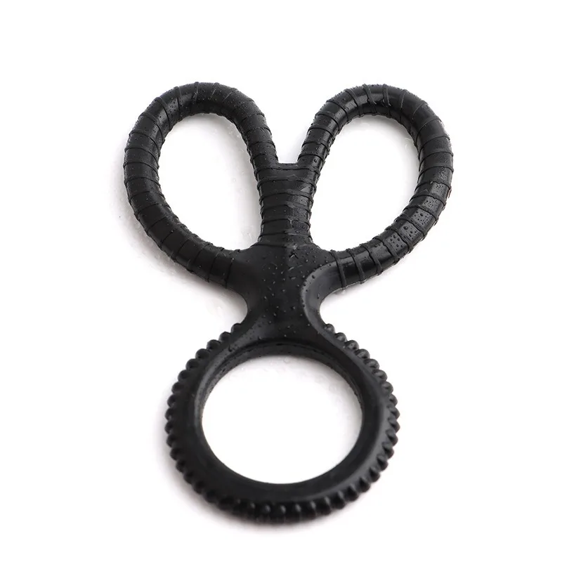 Silicone Three Ring Waterproof Male Products Strong Vibration Delay Ejaculation Penis Cock Ring Sex Toy Black Customized
