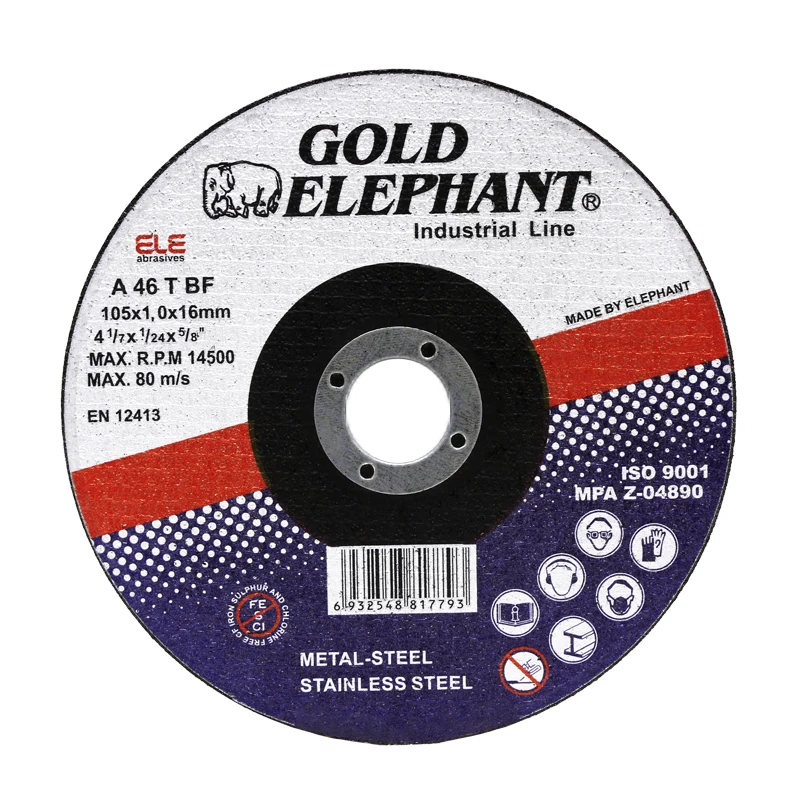 Gold Elephant spot sales high quality ultrathin metal cutting disc 4 inch 105x1.0x1.6  grinding wheel