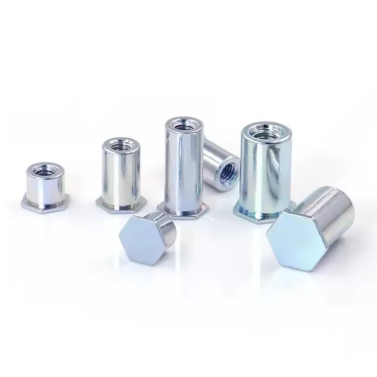 Zinc & Nickel Plated 3.5M3 Carbon Steel Hexagon Blind Stud with Hex Nut Self Clinching Standoff for Sheet Metal