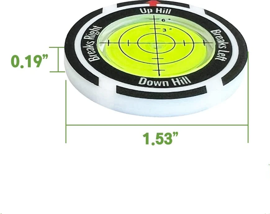 Golf Slope Putting Level Reading Ball Marker with Hat Clip
