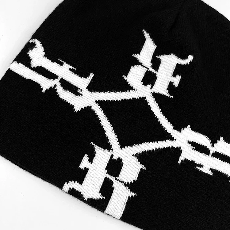 Manufacturer blank winter logo custom logo 100% acrylic knit jacquard beanie hats