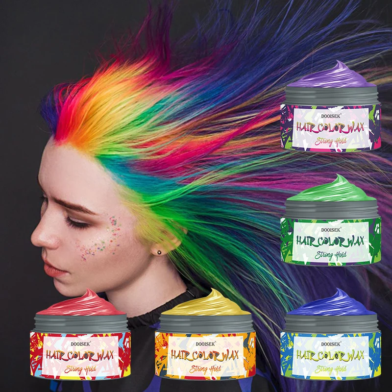 Custom Brand Temporary Hair Coloring Clay Paint Wax Matte Hair Dye Styling Party Color Wax DOOISEK Hair Paste Pomade