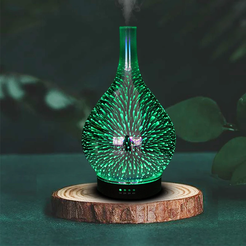 Aromatherapy Machine Electric 3D Projection Firework Baby Humidifier Glass Essential Oil Aroma Lamp Diffuser