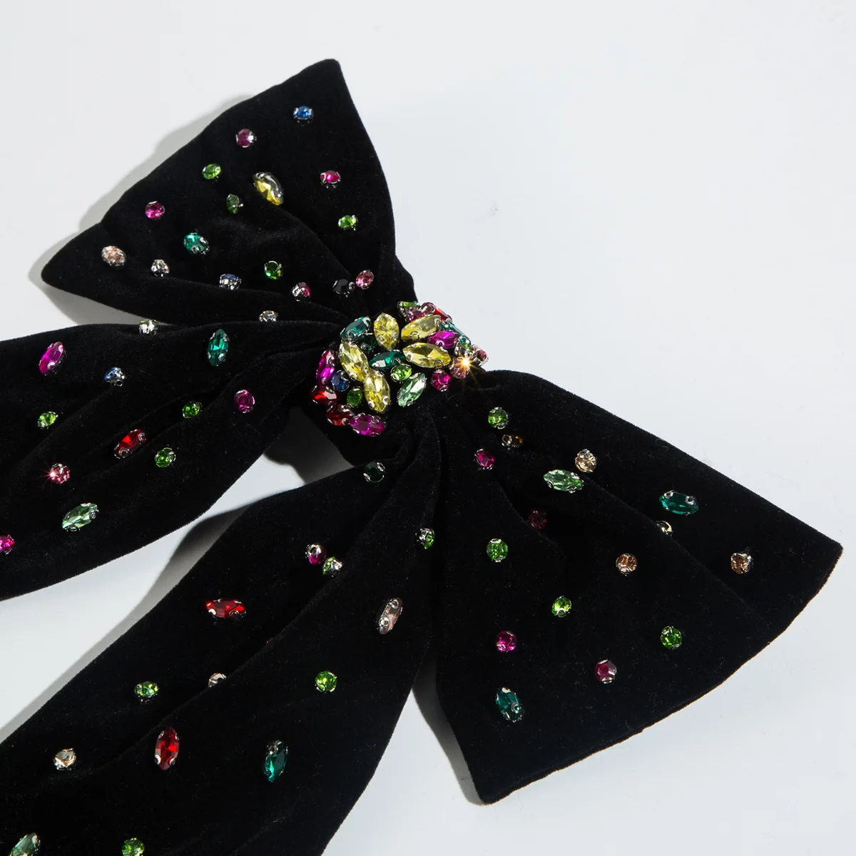 Luxury Custom Rhinestone Handmade crystals Velvet ribbon Bow shape hair accessories Hair Pins Dream Bling Hair Clips for girls