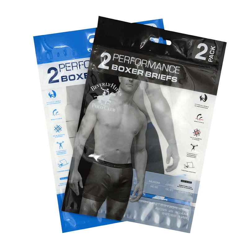 Hoyo Custom Zip Bag for Clothing Stand up for Clothes Underwear Socks Packaging Zipper Bag with Window Resealable Plastic CN;GUA