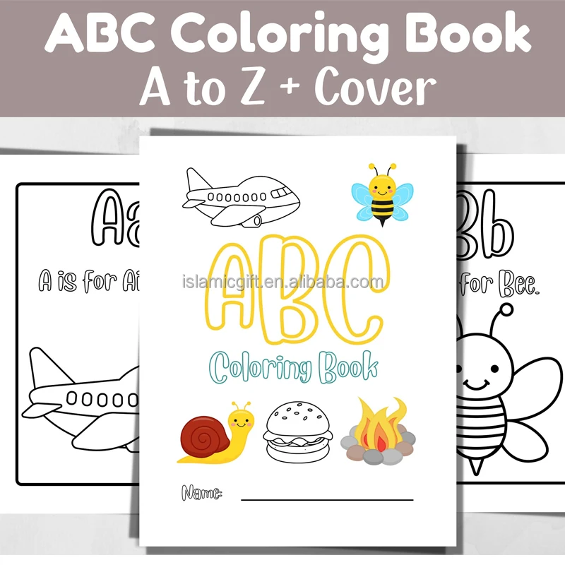 Preschoolers Kids Ages 2-4 A To Z  Abc Fill Color In Alphabet Coloring Book For Kids