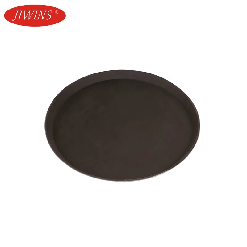 Wholesale High Grade Restaurant Bar Hotel Round Food Tray Brown Black Bottom Anti Slip Fast Food Trays