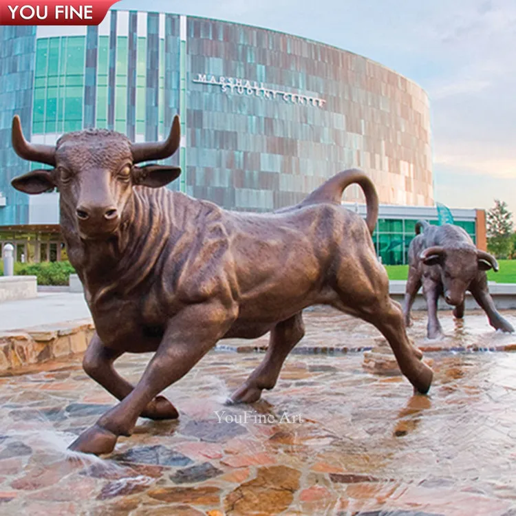 Большая Бронзовая Скульптура Быка металлическая бычья статуя для наружной латунной скульптуры животного