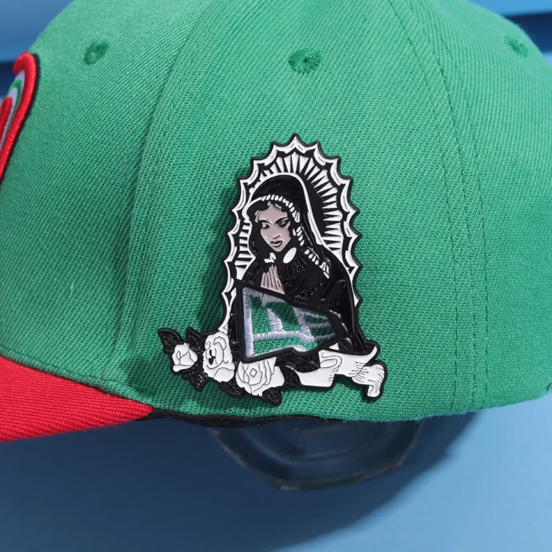 Wholesale Hot Sale Frame Metal Cap Pin Catholic Christian Custom Mexican Hat Pins Virgin Mary Enamel Pins For Hats