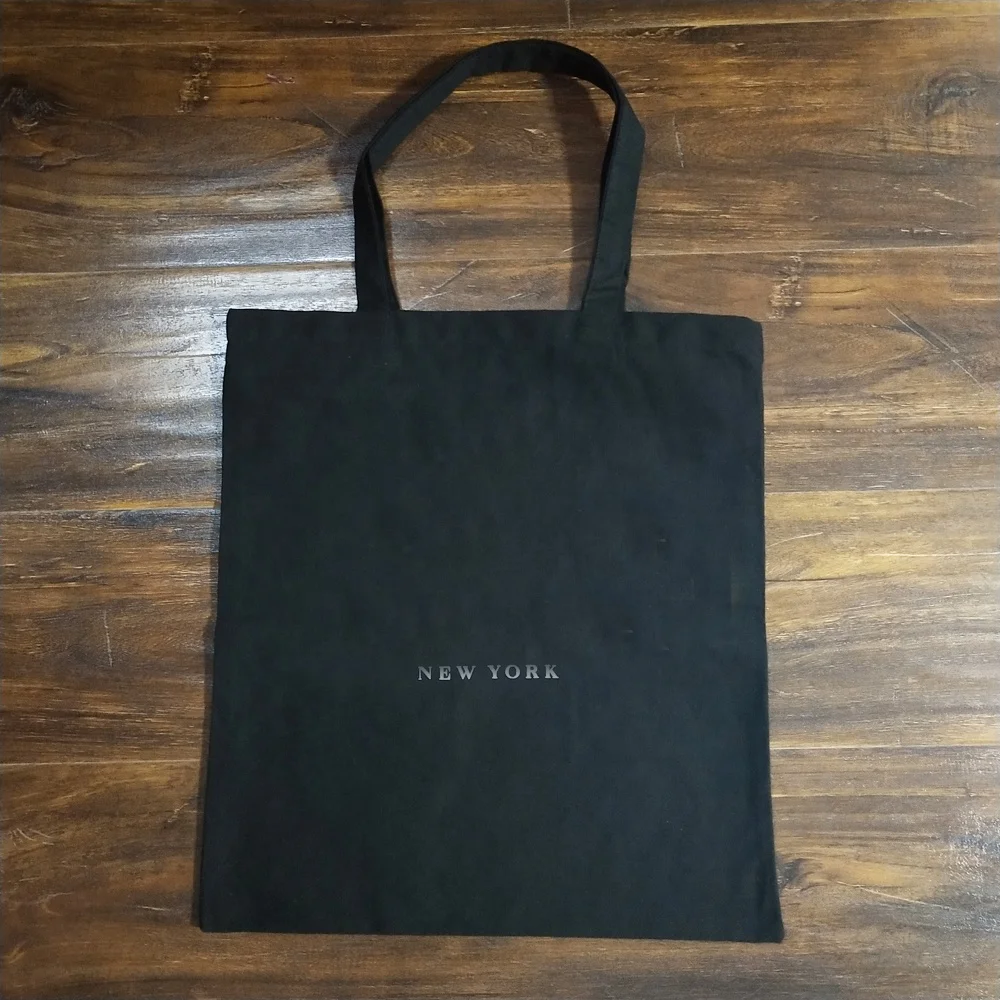 
China Cheap Wholesale Custom Reusable Eco Friendly Black Cotton Muslin Carry Shopping Shopper Bags With Printing 