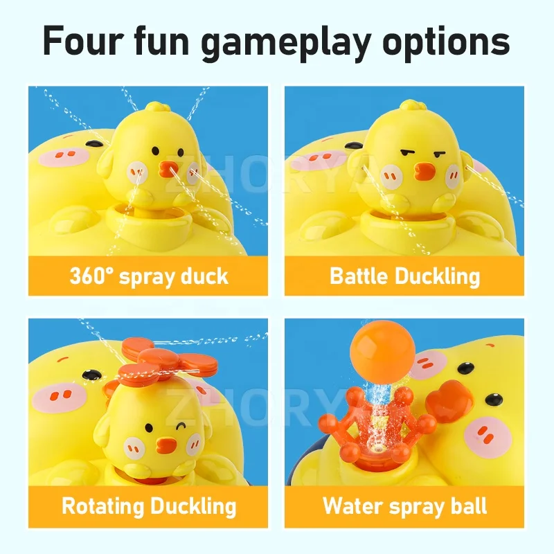 Zhorya Best Selling Water Spray Shower Toy Cute Floating Ducks Baby Bath Toys Toddlers Spray Water Sprinkler Toy