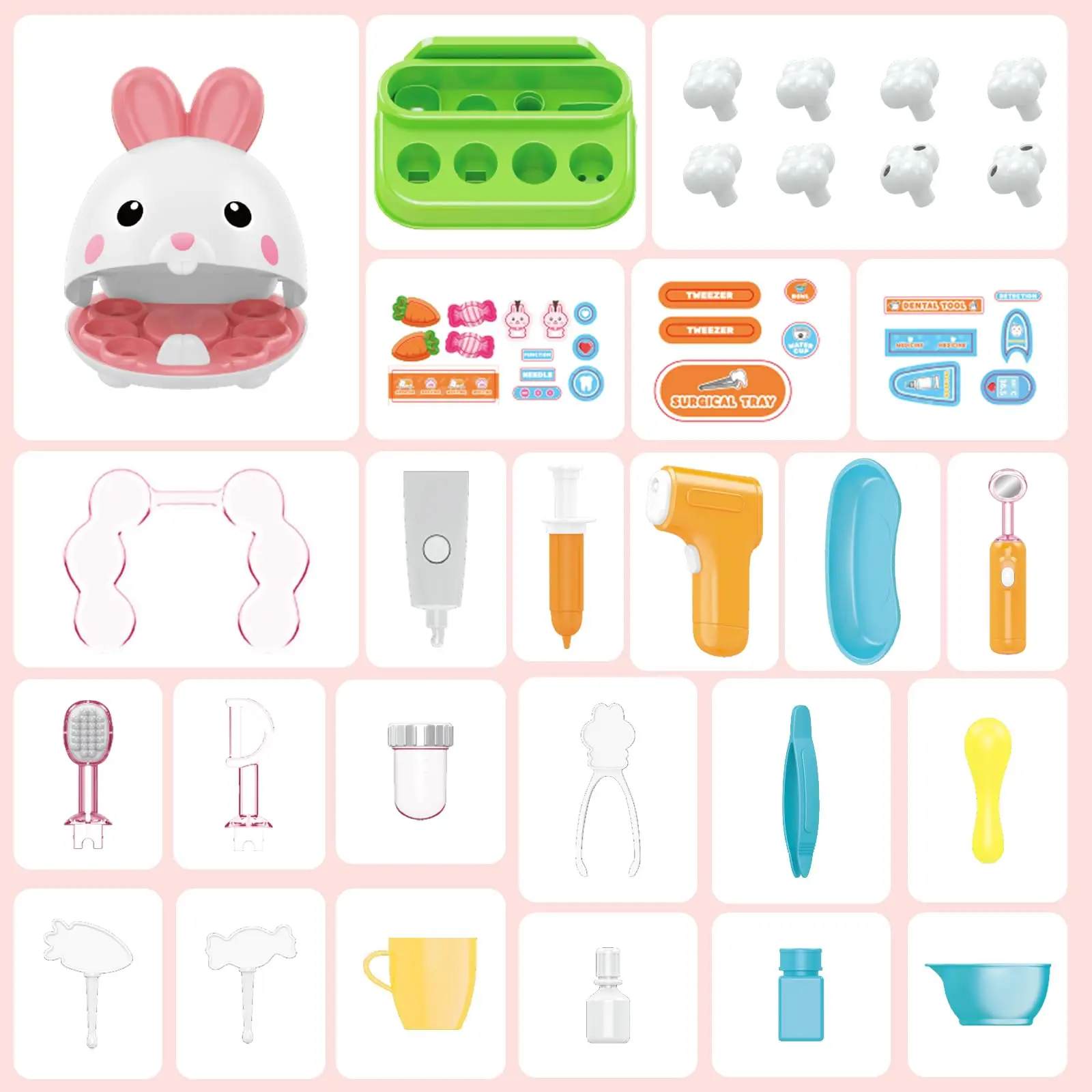 EPT Children Pretend Play Juguetes De Doctor Plastic Pet Dentist Rabbit Play Doctor Toy Set for Kids