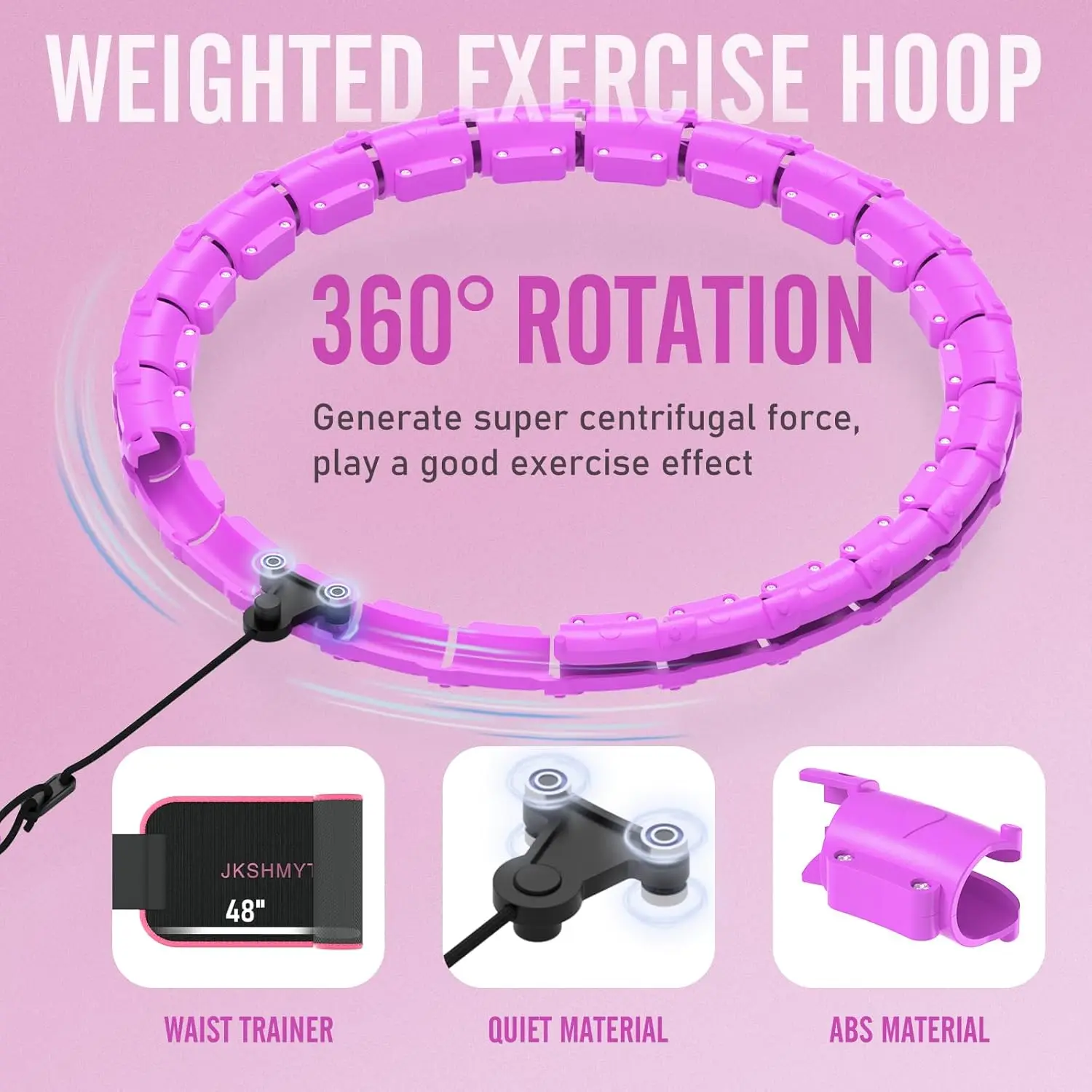 wellshow sport Weighted Hula Circle Hoops for Adults Weight Loss, Infinity Fitness Hoop Plus 24 Detachable Links