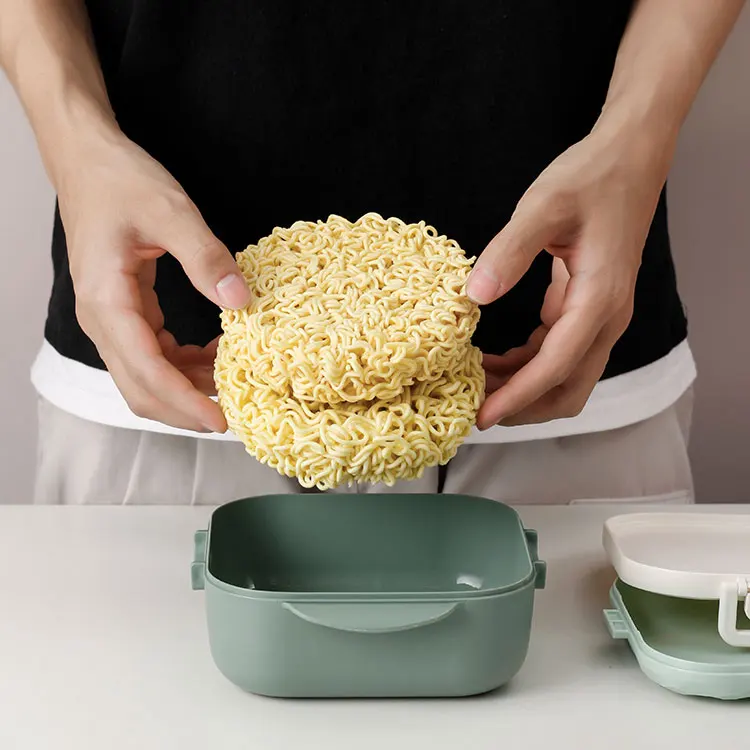 Japanese Rapid And Quick Plastic Soup Bowl Noodle Pot Ramen Cooker Ramen Bowl Bento Lunch Box With Lid Fork And Spoon