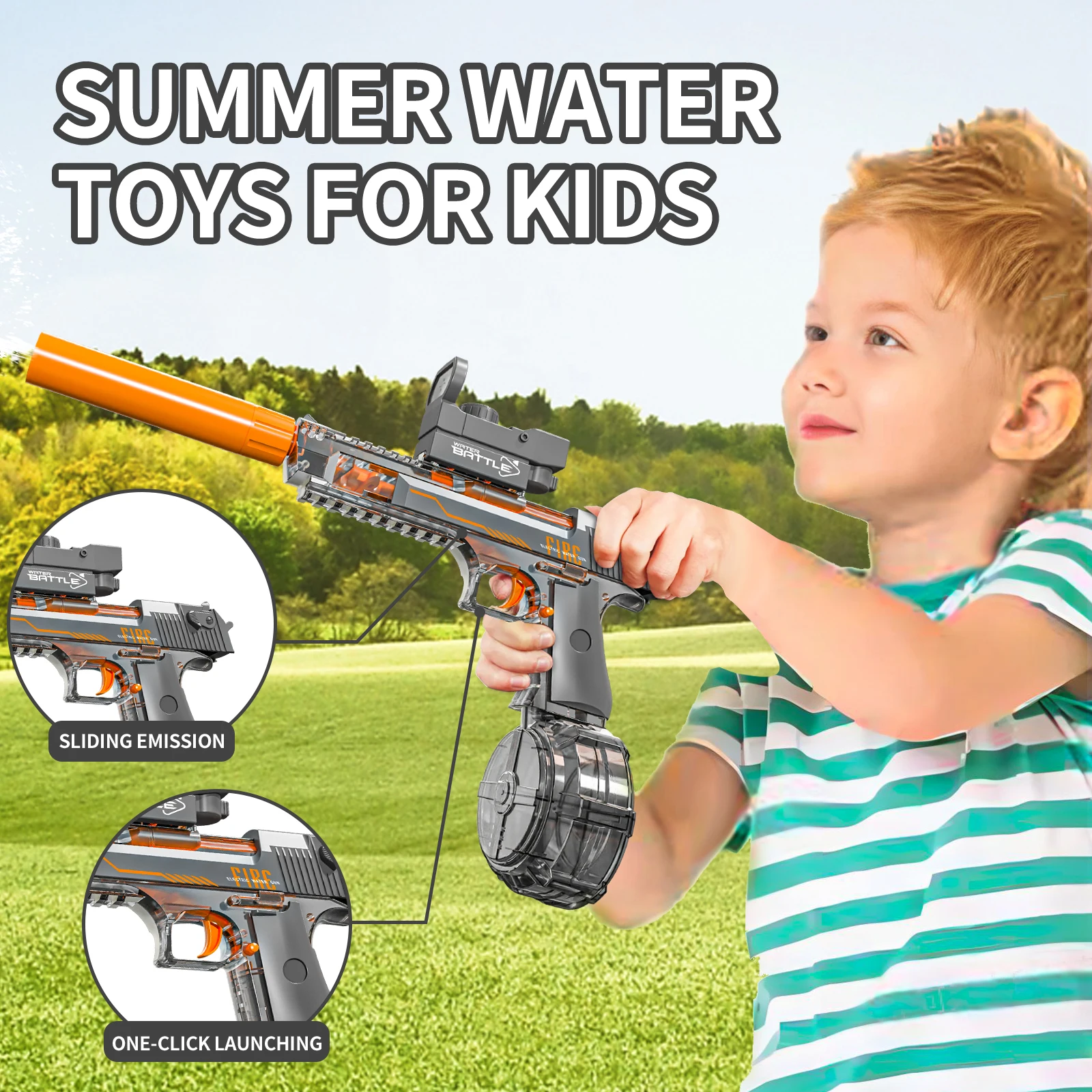Manufacturers wholesale summer transparent sand eagle linkage electricity water gun kids high-quality outdoor plastic toys 2024