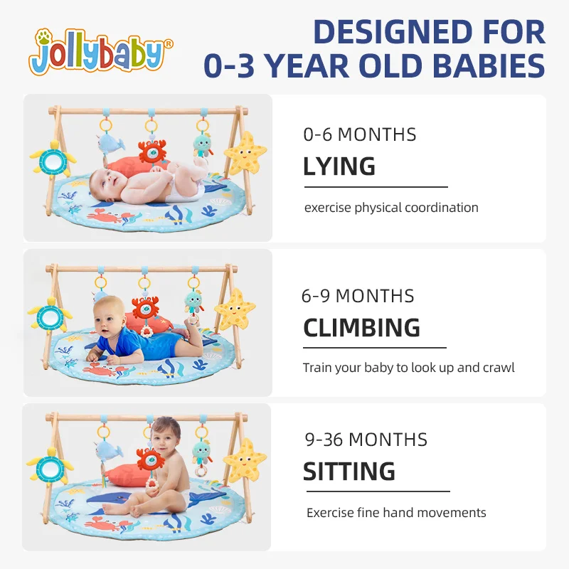 Baby Play Gym Activity Mat 5 Detachable Toys Newborn Infant Essentials  Tummy Time Mat Promote Skills Sensory Development Mat