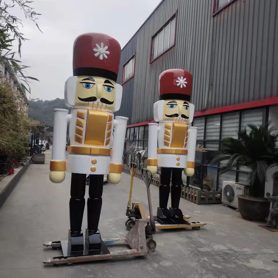 Colorful nutcracker soldier fiberglass life size statue window display Christmas home decor classic figure art human sculpture